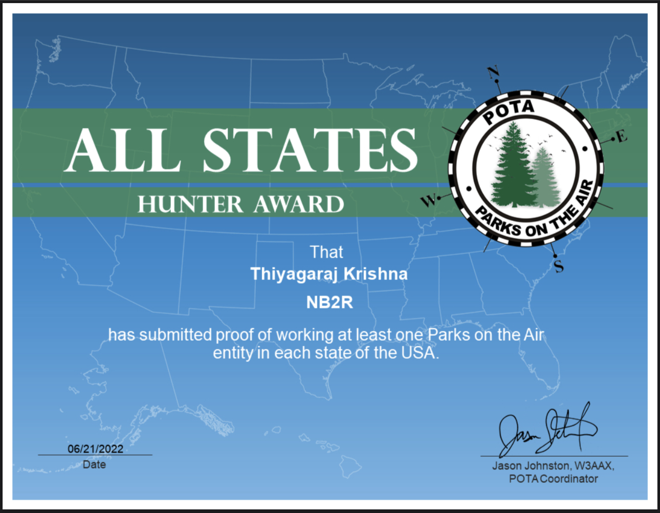 POTA Worked All States Award